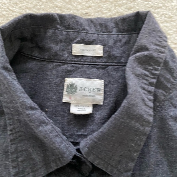 J Crew tailored fit charcoal gray long sleeve shirt size Large - Picture 2 of 3
